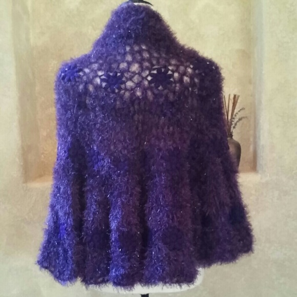 Hand Crochet Eyelash Open Front Cardigan New - Picture 3 of 5